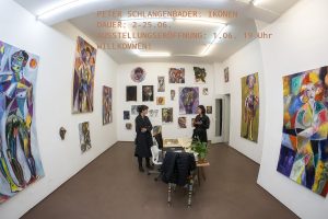 Ansicht der Räumlichkeiten von Peter Schlangenbaders Austellung IKONEN, Foto: Nikolaus Becker