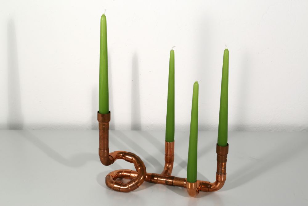 four-armed candle holder, recycling copper, 30 x 21 x 15 cm, 2015, 120 €