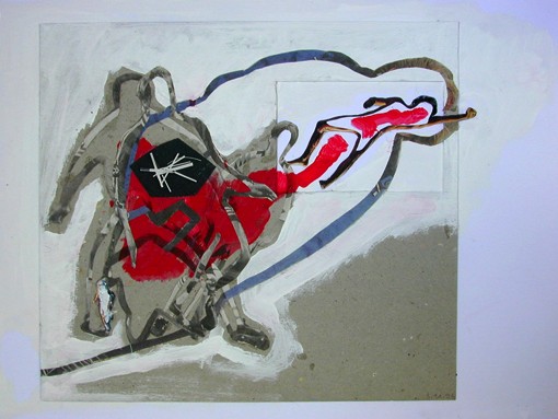 Ausser sich, outline of athletes from daily newspapers, acrylic colours, 22 x 18 cm, 1996, 200 €