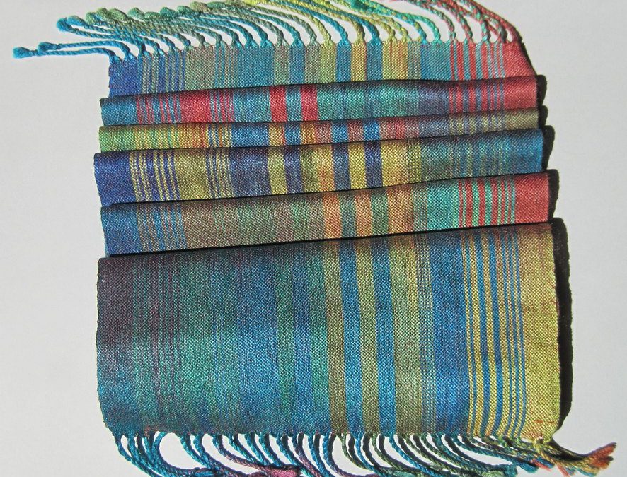 Seidenschal blau gelb