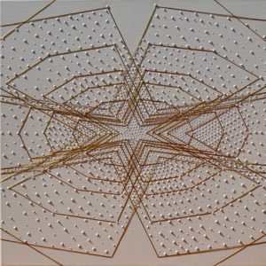 “Matrix 2”, Acrylfarbe, Stickerei auf Leinwand, 50x50 cm, 2016