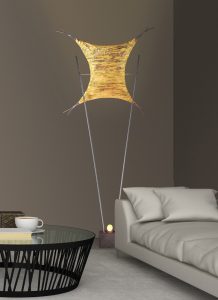Interior of modern room with fireplace and palm 3D rendering